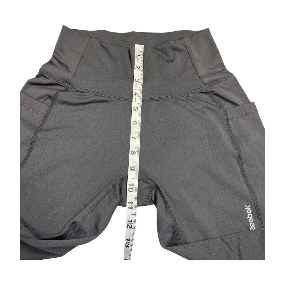 Reebok Leggings Women's Small Gray Stretch Logo Pockets Pull-On Elastic Waist - Picture 5 of 7